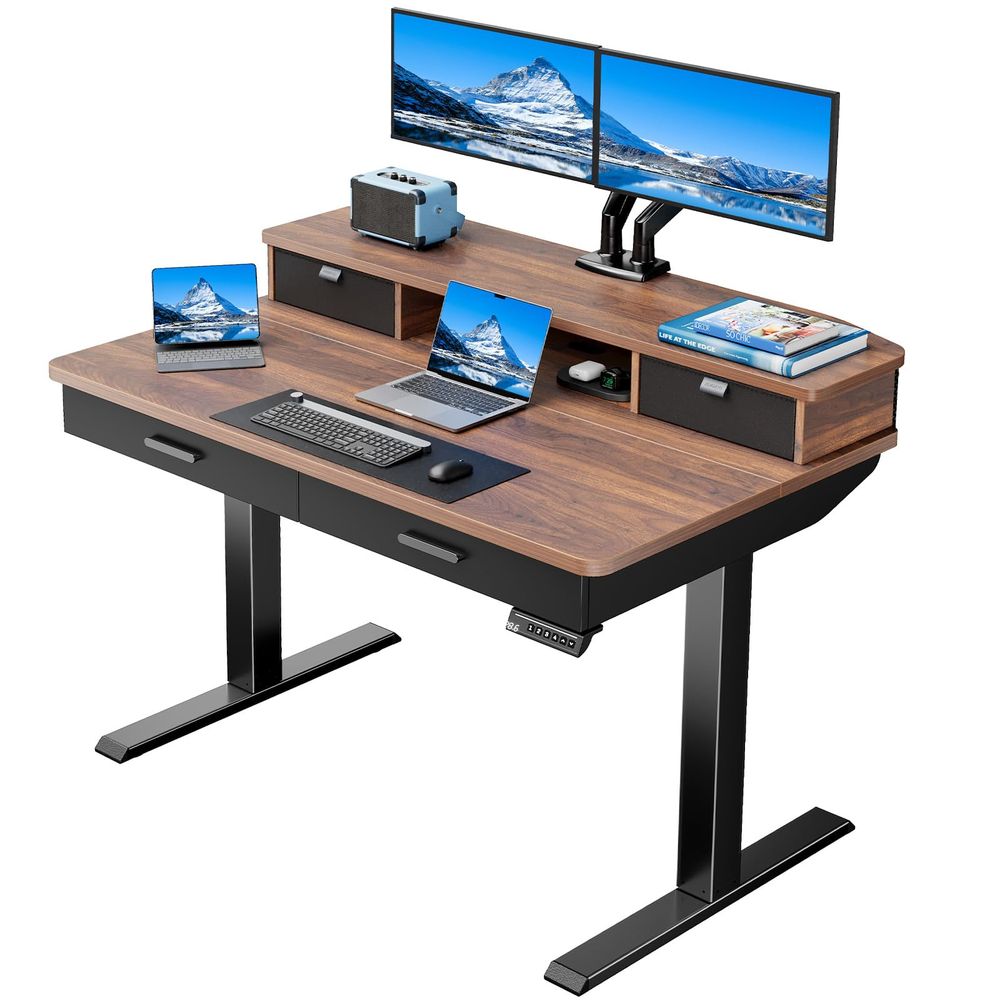 Home Office With Two Desks - 48 x 30 inch Electric Standing