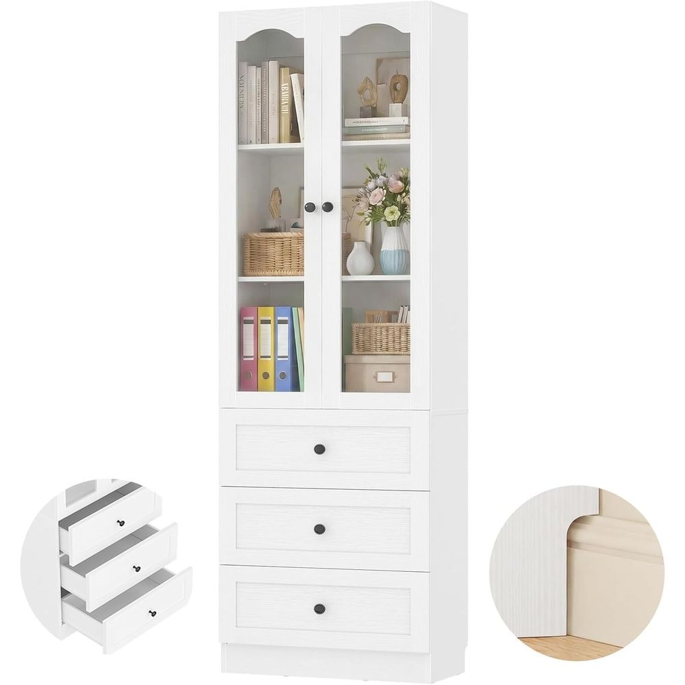 Bookcase Wood Shelf - 80 High 3-Shelf Bookcase with Glass