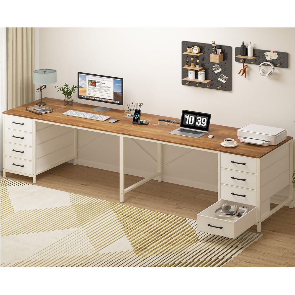 Home Office With Two Desks - 95 2 Person Desk with 8