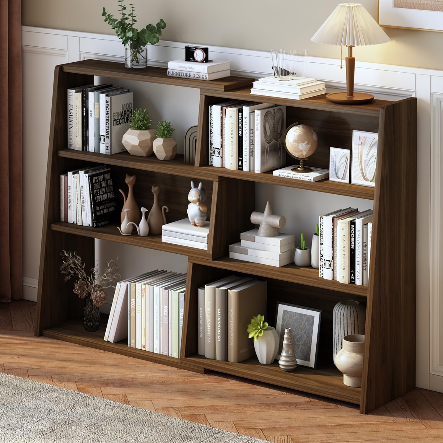 Bookcase Wood Shelf - Wooden Extendable Shelf Bookcase 3-Tier Ladder