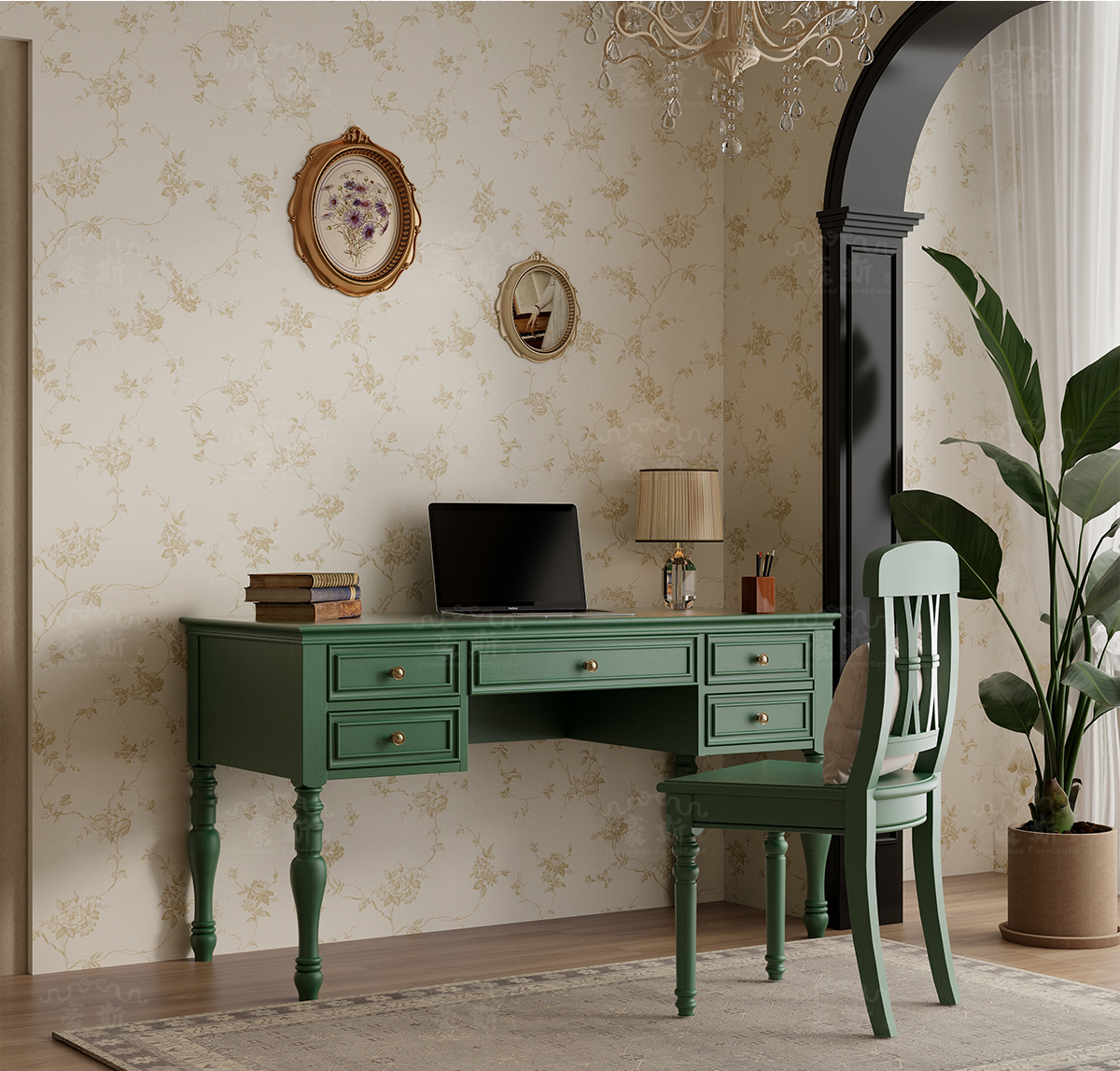 Vintage Style Two-in-One Offic - Home Office With Two Desks incelemesi ve fiyatı