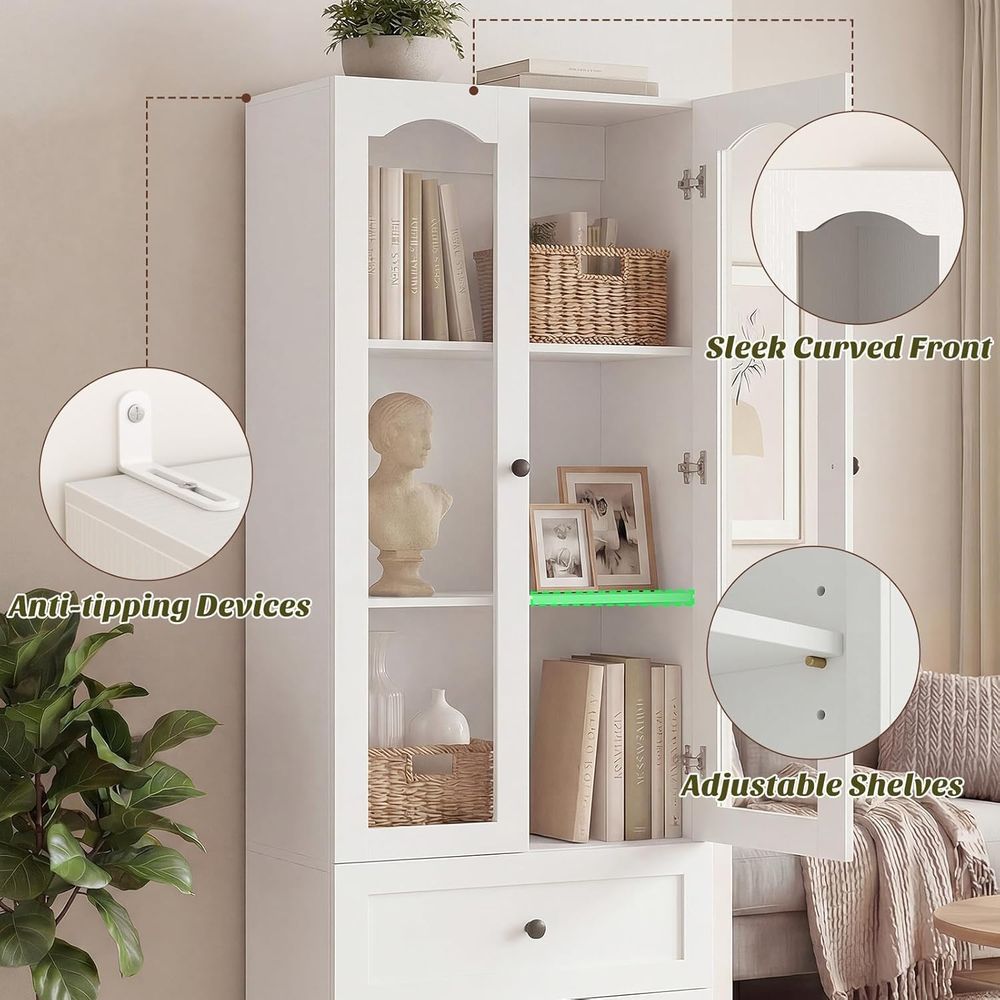 80 High 3-Shelf Glass-Door Boo - Bookcase Wood Shelf incelemesi ve fiyatı