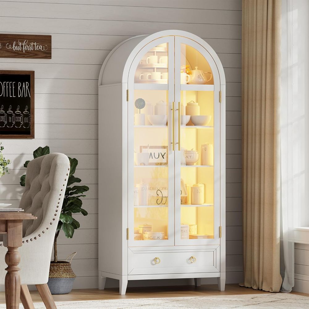 4-Tier Glass Display Cabinet,  - Bookcase Wood Shelf incelemesi ve fiyatı