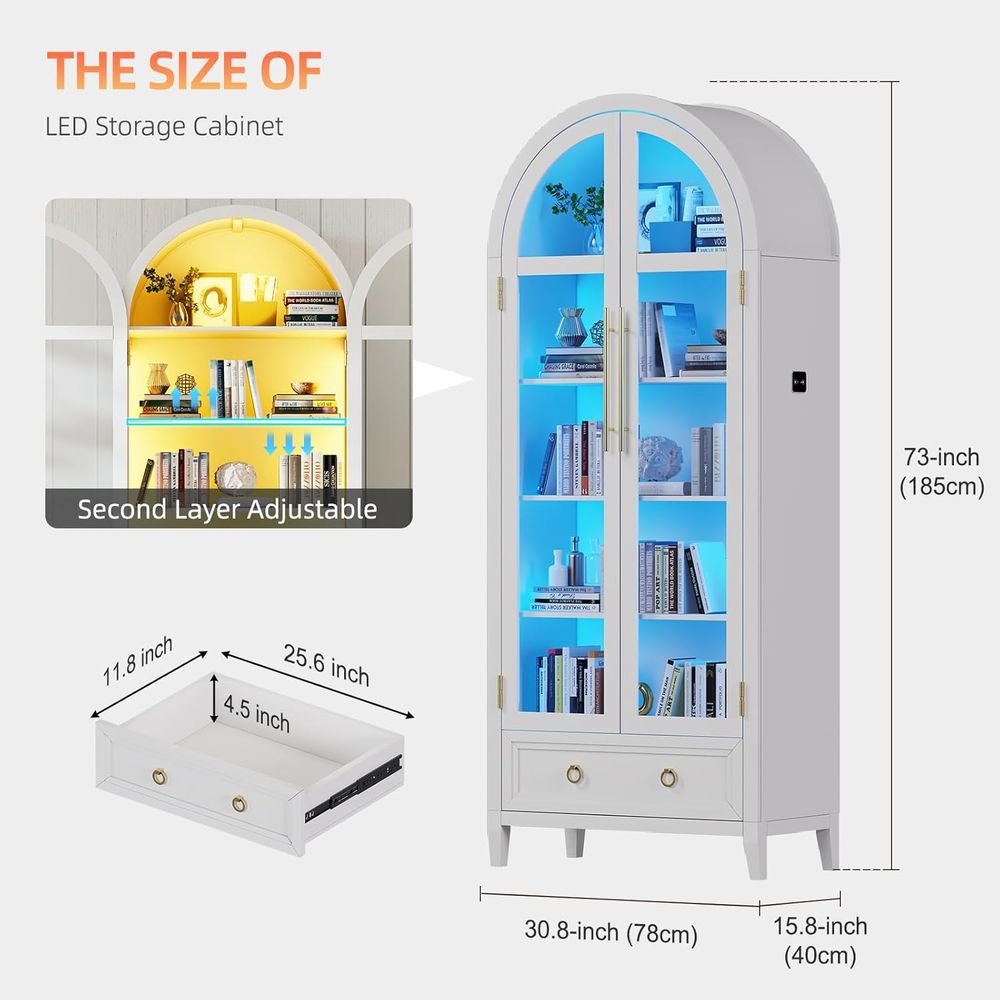 4-Tier Glass Display Cabinet,  - Bookcase Wood Shelf incelemesi ve fiyatı