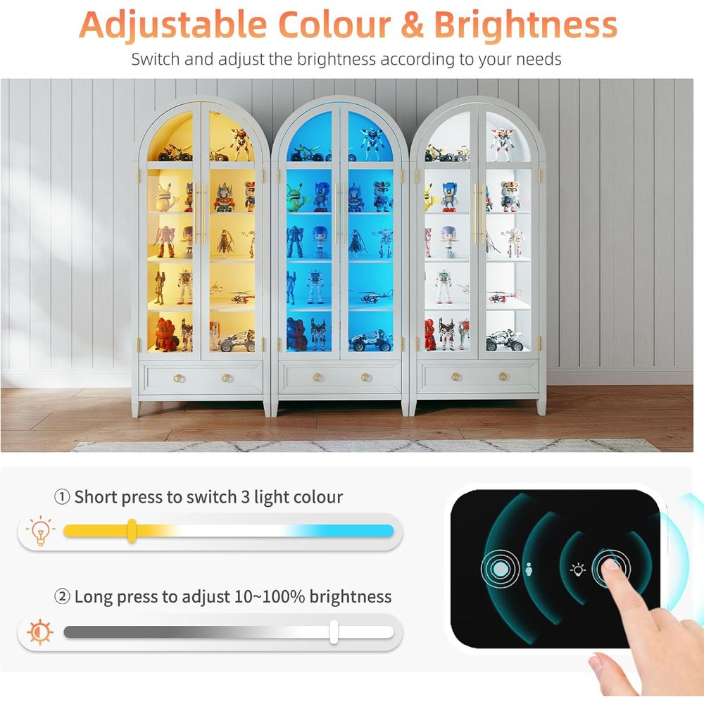 4-Tier Glass Display Cabinet,  - Bookcase Wood Shelf incelemesi ve fiyatı