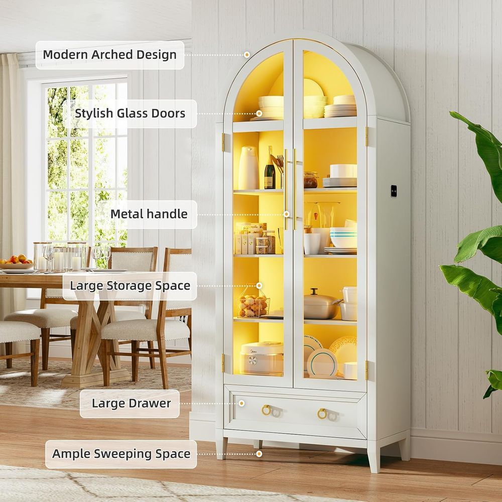 4-Tier Glass Display Cabinet,  - Bookcase Wood Shelf incelemesi ve fiyatı
