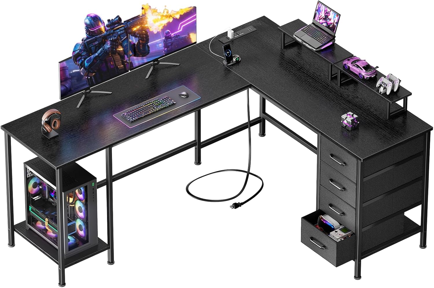 59 inch L Shaped Computer Desk - Home Office With Two Desks incelemesi ve fiyatı