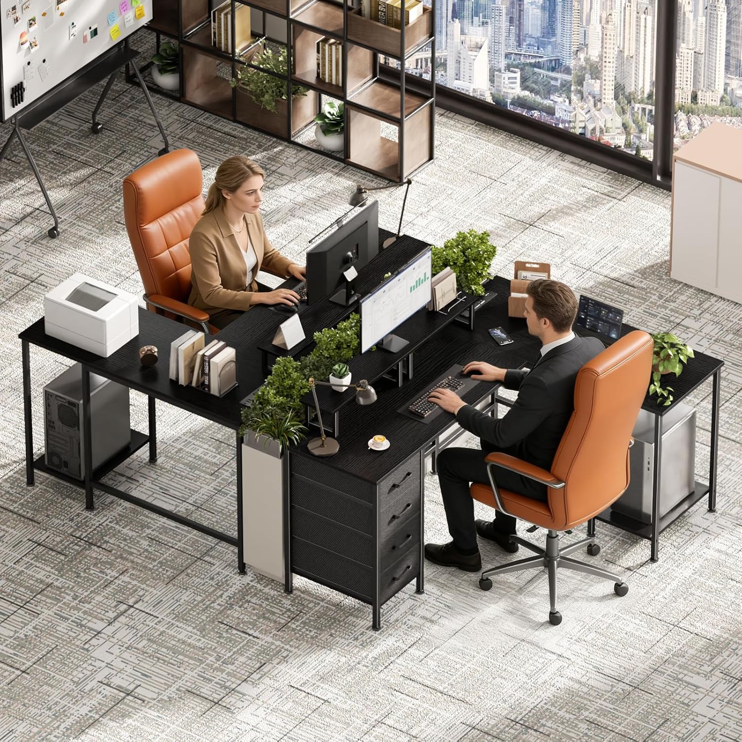 59 inch L Shaped Computer Desk - Home Office With Two Desks incelemesi ve fiyatı