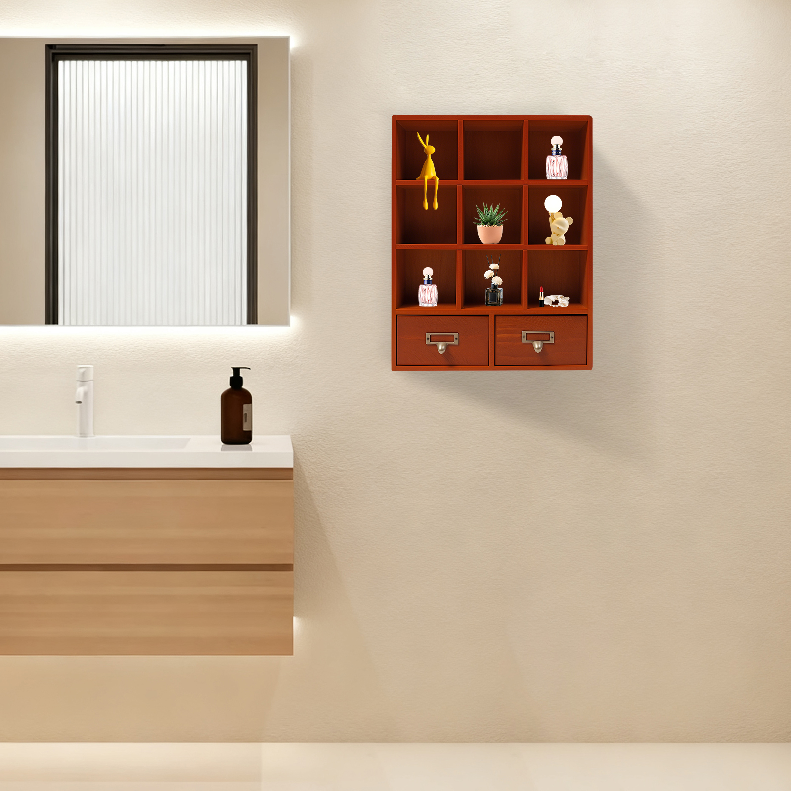 Storage Display Cabinet, 9-Cub - Bookcase Wood Shelf incelemesi ve fiyatı