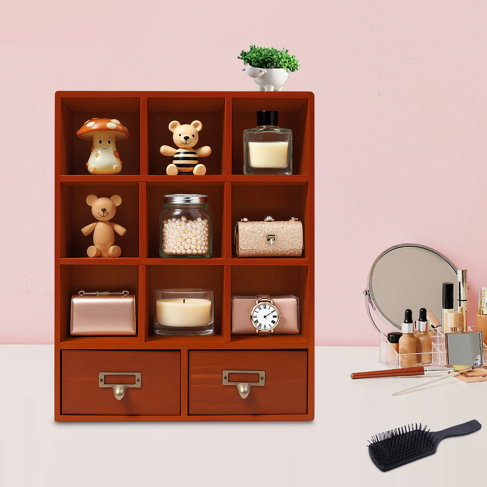 Storage Display Cabinet, 9-Cub - Bookcase Wood Shelf incelemesi ve fiyatı