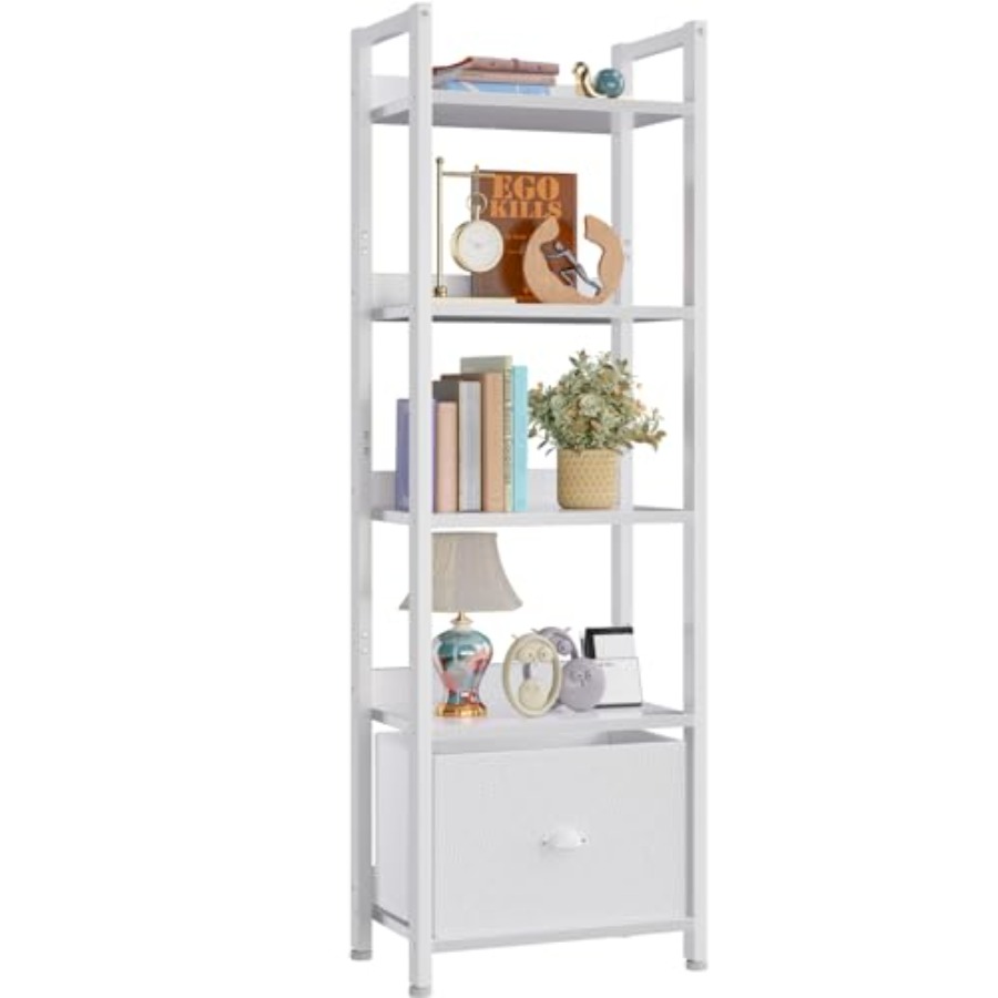 Bookshelf with Drawer, Tall Na - Bookcase Wood Shelf incelemesi ve fiyatı