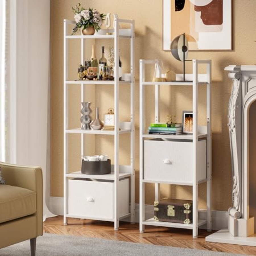 Bookshelf with Drawer, Tall Na - Bookcase Wood Shelf incelemesi ve fiyatı