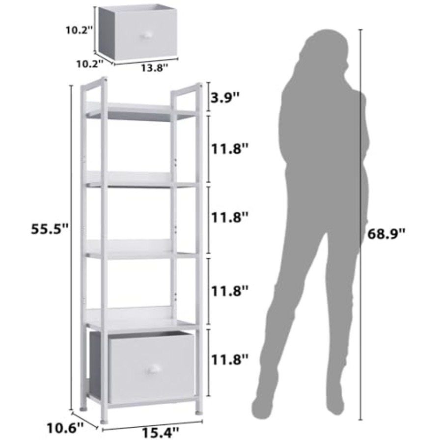 Bookshelf with Drawer, Tall Na - Bookcase Wood Shelf incelemesi ve fiyatı