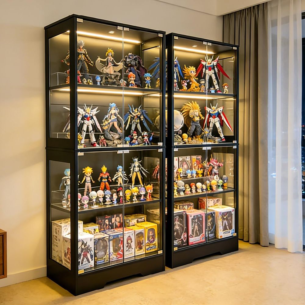 5.5ft Tall 2-Door Glass Displa - Bookcase Wood Shelf incelemesi ve fiyatı