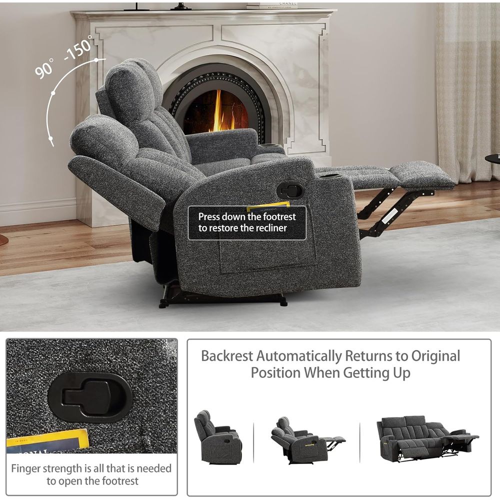 3-Seat Reclining Sofa with Sid - Home Office With Sofa incelemesi ve fiyatı