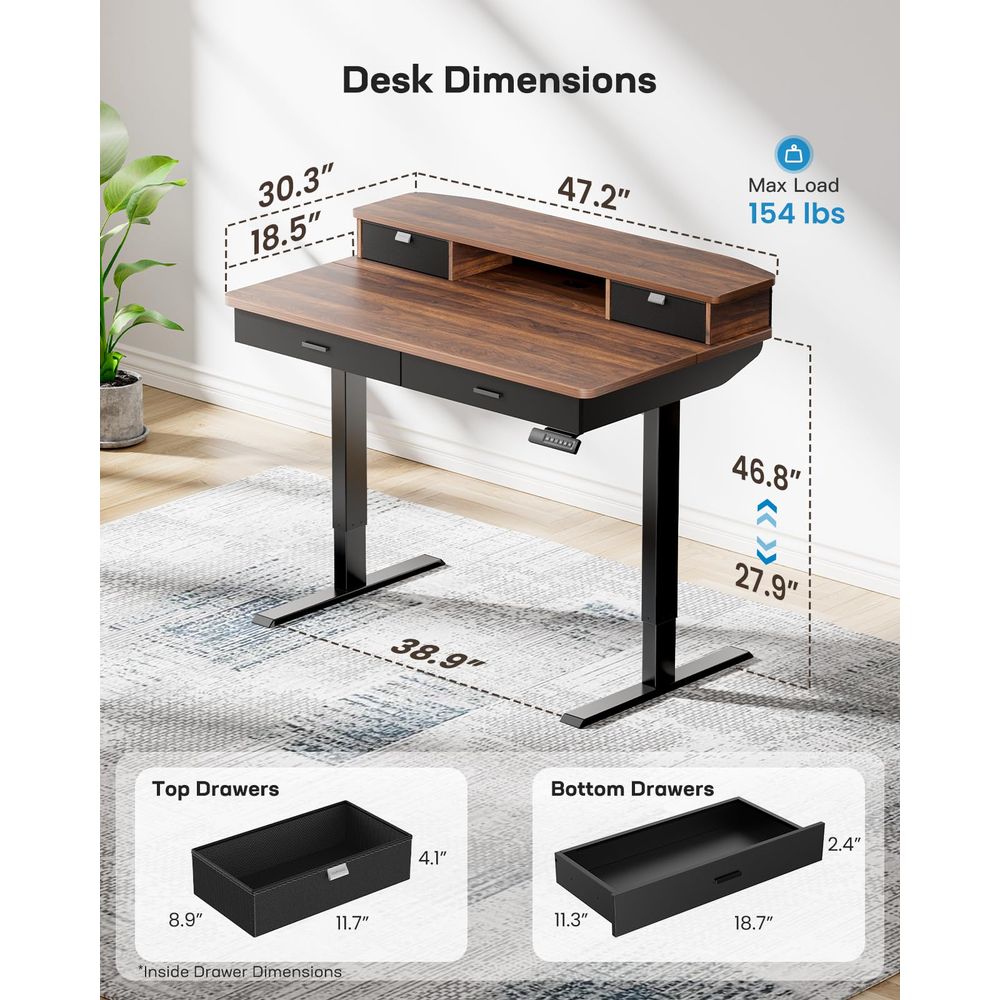 48 x 30 inch Electric Standing - Home Office With Two Desks incelemesi ve fiyatı