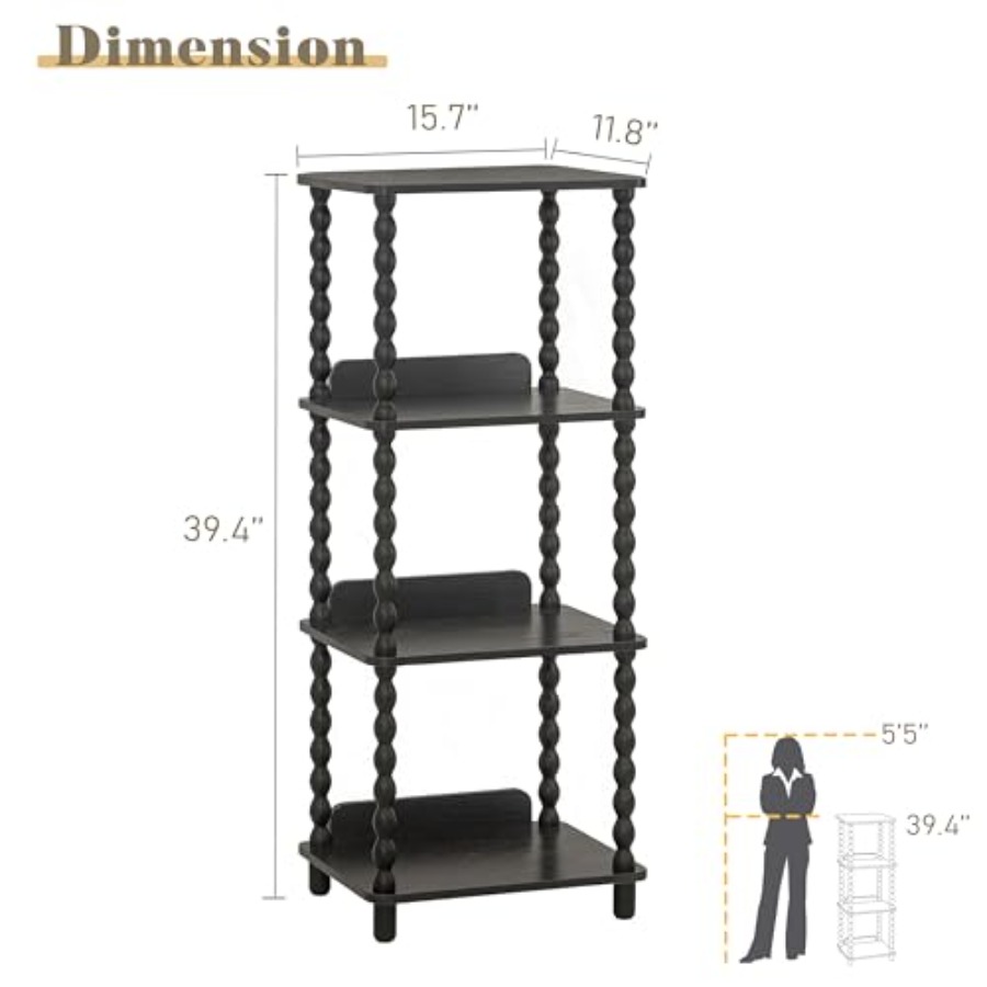 Book Shelf, 4-Tier Bookshelf w - Bookcase Wood Shelf incelemesi ve fiyatı