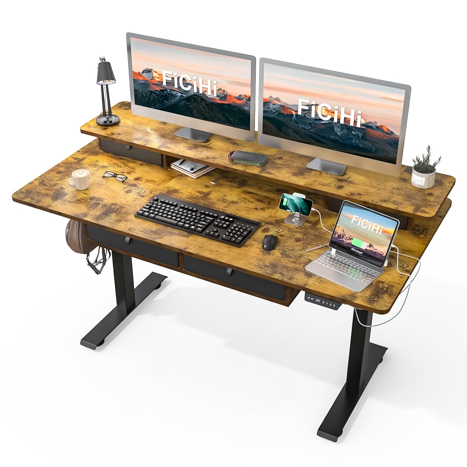 Height Adjustable Electric Des - Home Office With Two Desks incelemesi ve fiyatı