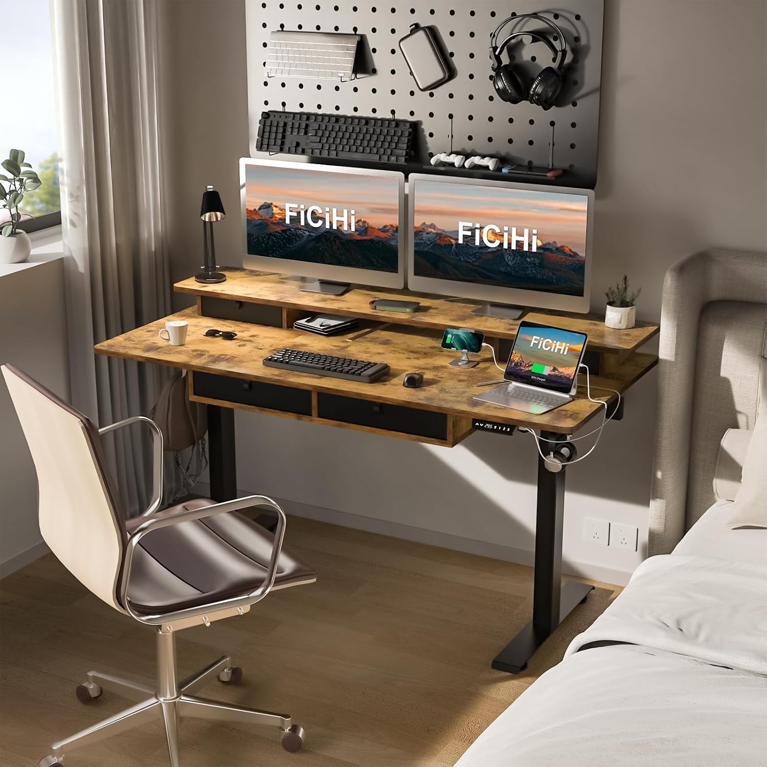 Height Adjustable Electric Des - Home Office With Two Desks incelemesi ve fiyatı