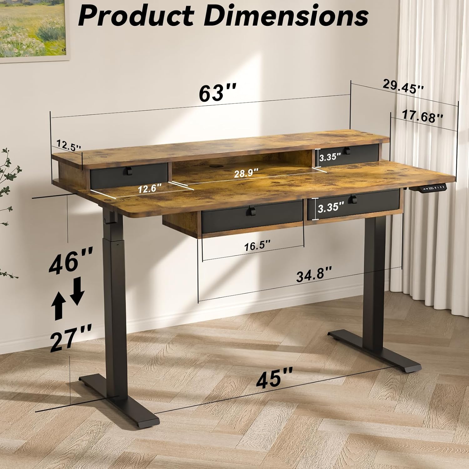 Height Adjustable Electric Des - Home Office With Two Desks incelemesi ve fiyatı