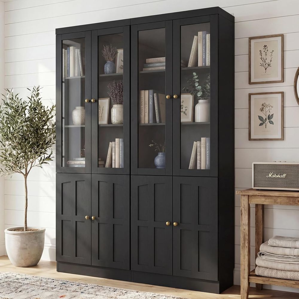 80 Tall Glass Door Bookcase wi - Bookcase Wood Shelf incelemesi ve fiyatı