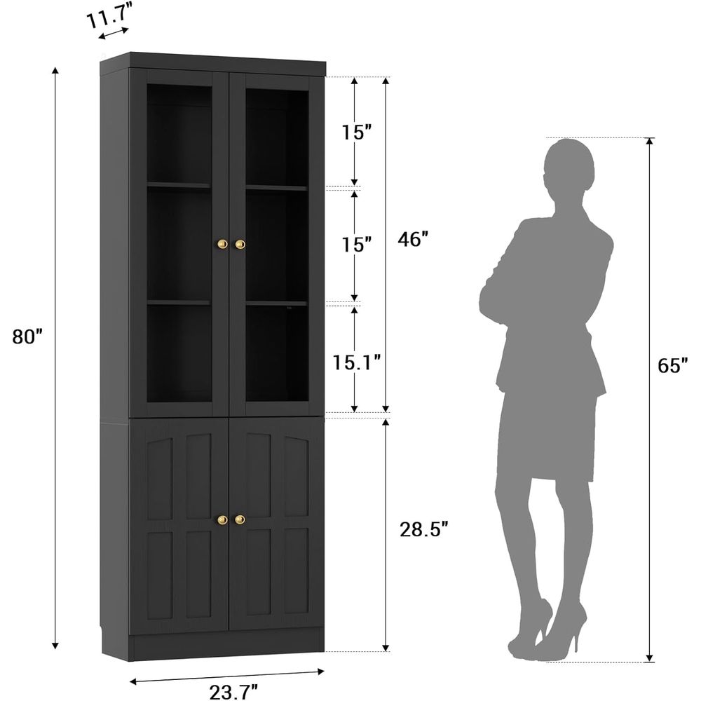 80 Tall Glass Door Bookcase wi - Bookcase Wood Shelf incelemesi ve fiyatı