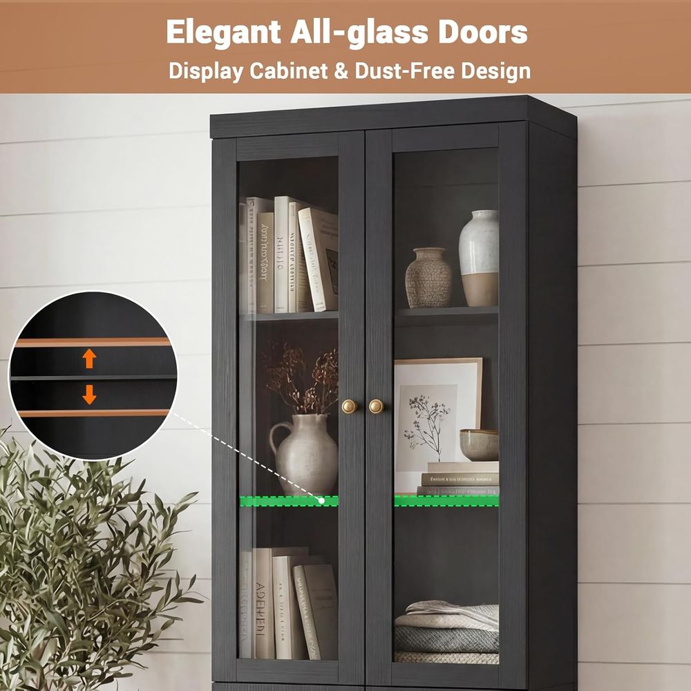 80 Tall Glass Door Bookcase wi - Bookcase Wood Shelf incelemesi ve fiyatı