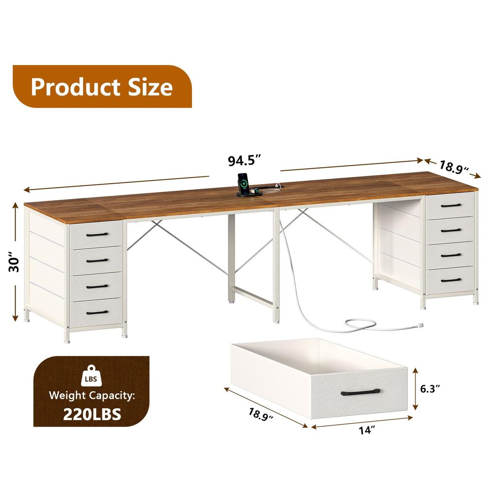 95 2 Person Desk with 8 Fabric - Home Office With Two Desks incelemesi ve fiyatı