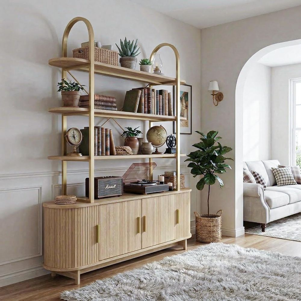 Elegant Arched Cabinet, Slidin - Bookcase Wood Shelf incelemesi ve fiyatı