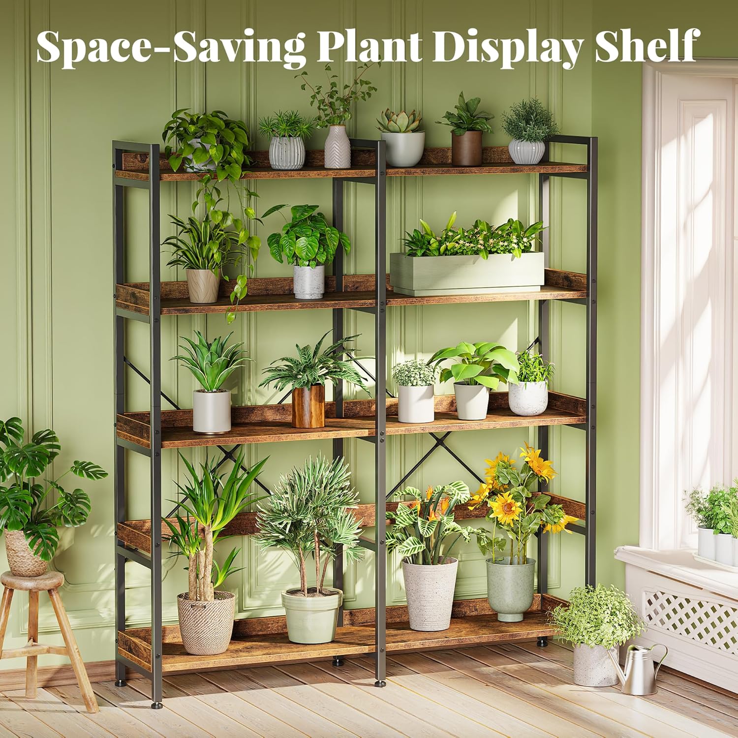 5-Tier Bookshelf with 10 Open  - Bookcase Wood Shelf incelemesi ve fiyatı