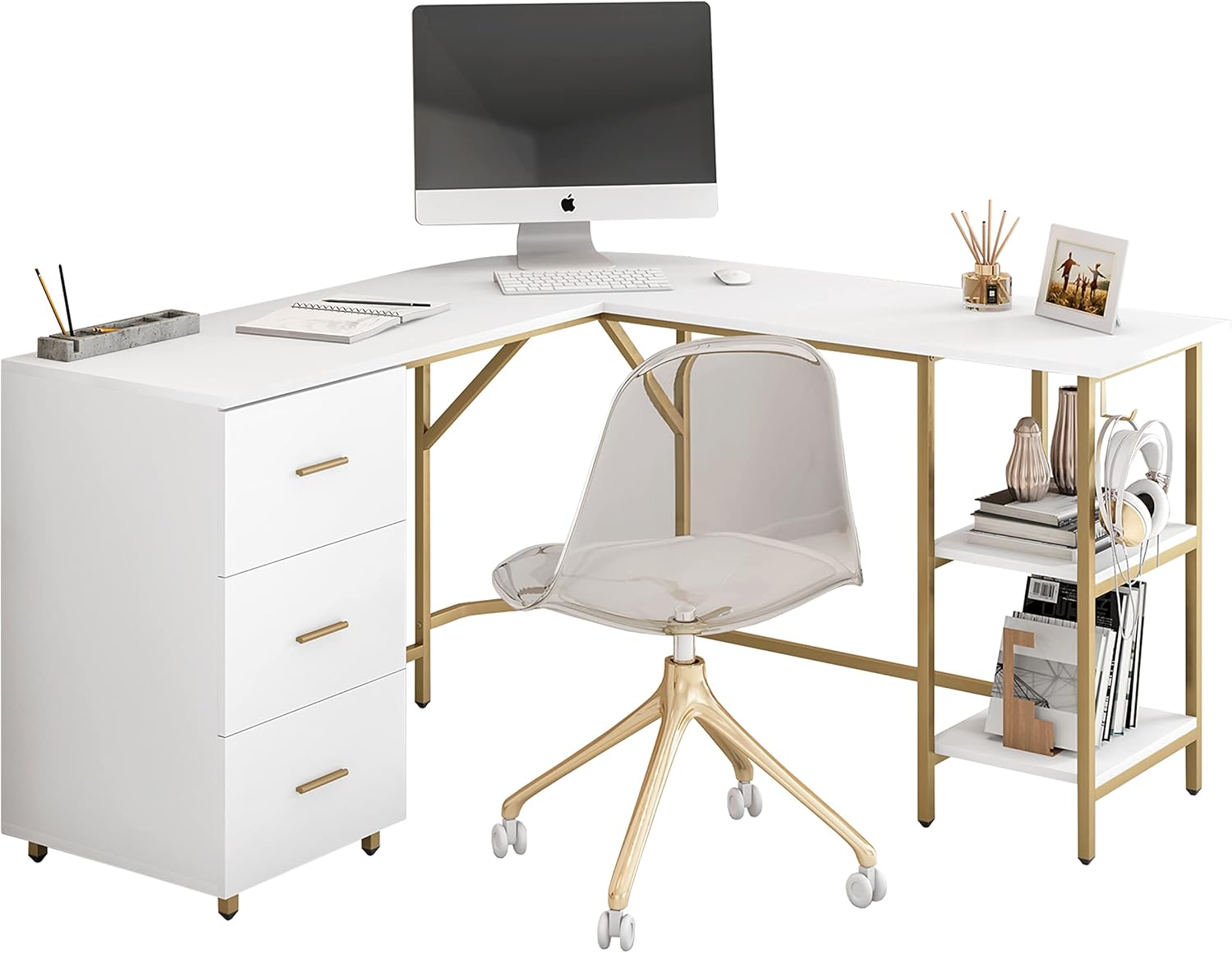 L Shaped Desk - Two-Toned Comp - Home Office With Two Desks incelemesi ve fiyatı