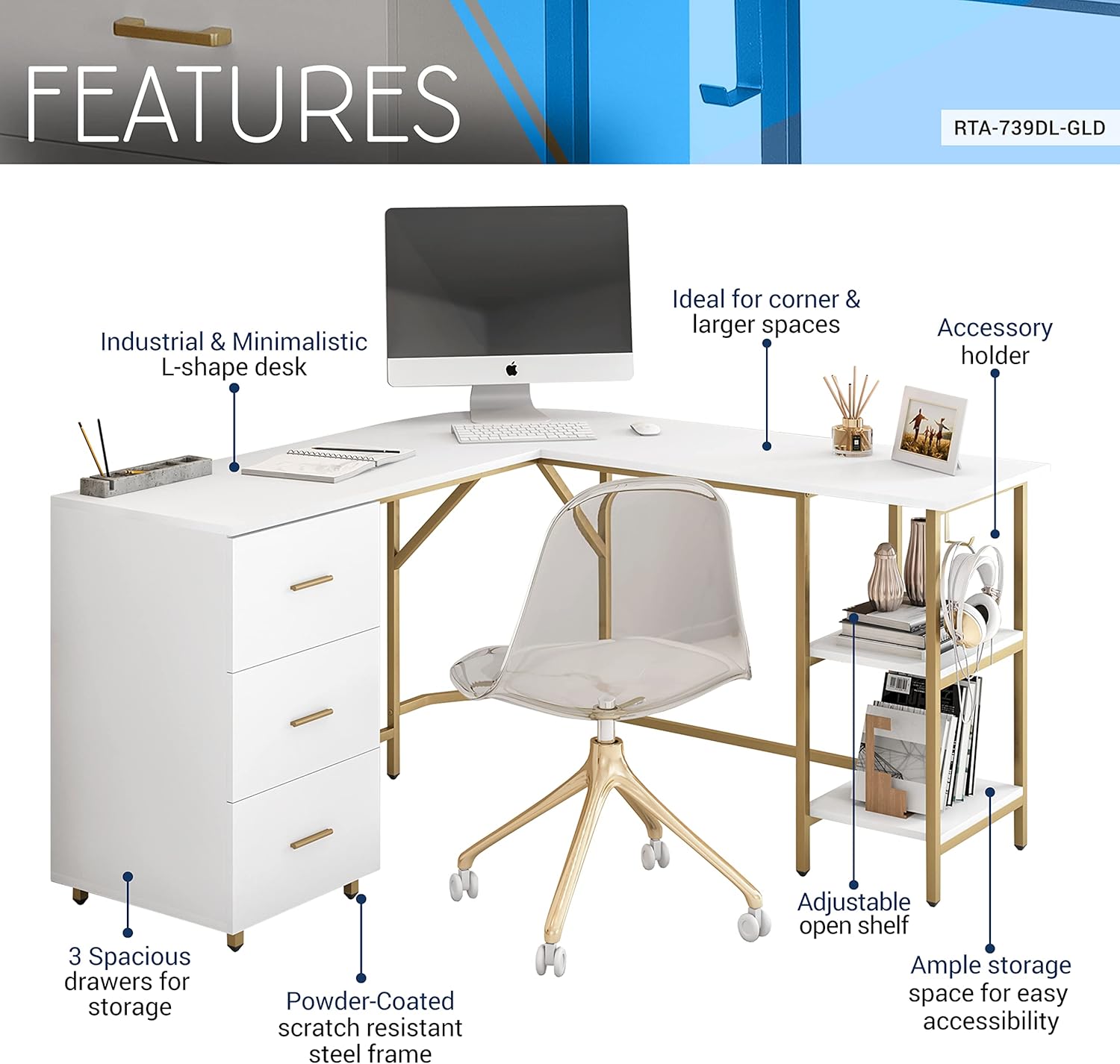 L Shaped Desk - Two-Toned Comp - Home Office With Two Desks incelemesi ve fiyatı