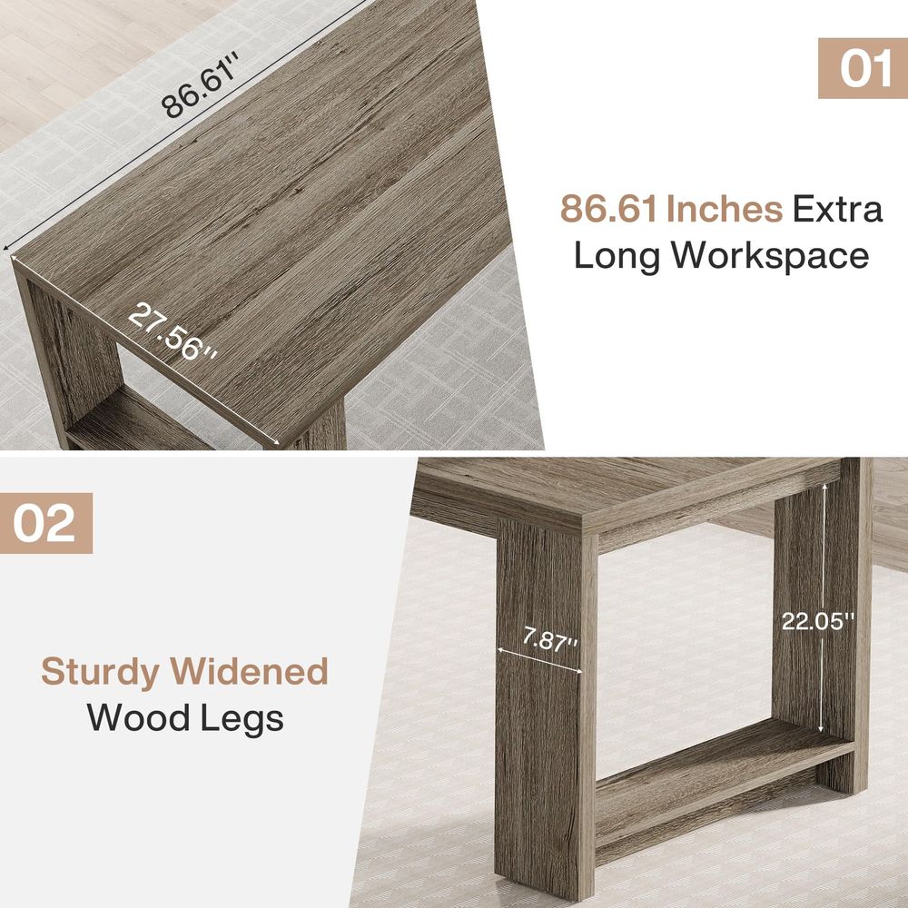 Two Person Desk, 86.6Inch Extr - Home Office With Two Desks incelemesi ve fiyatı