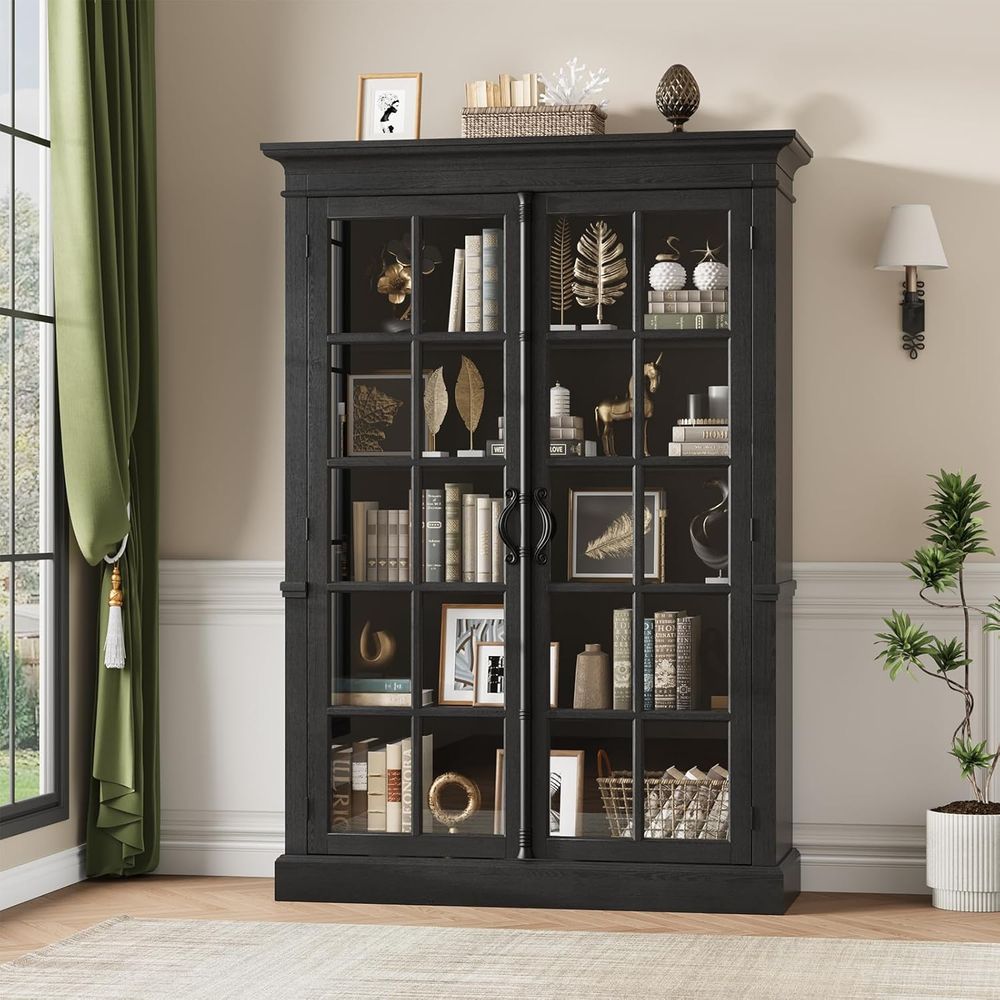65 Tall Display Cabinet with A - Bookcase Wood Shelf incelemesi ve fiyatı