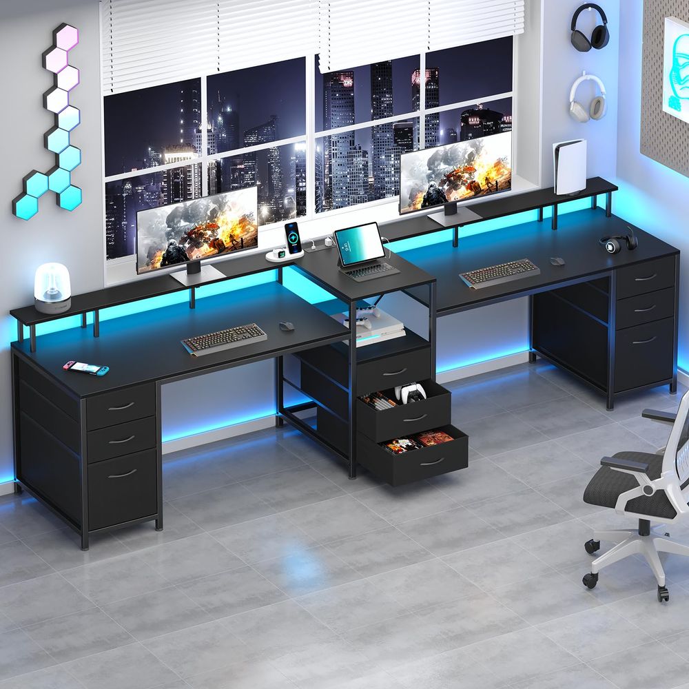 98.4 Long Computer Desk with 9 - Home Office With Two Desks incelemesi ve fiyatı