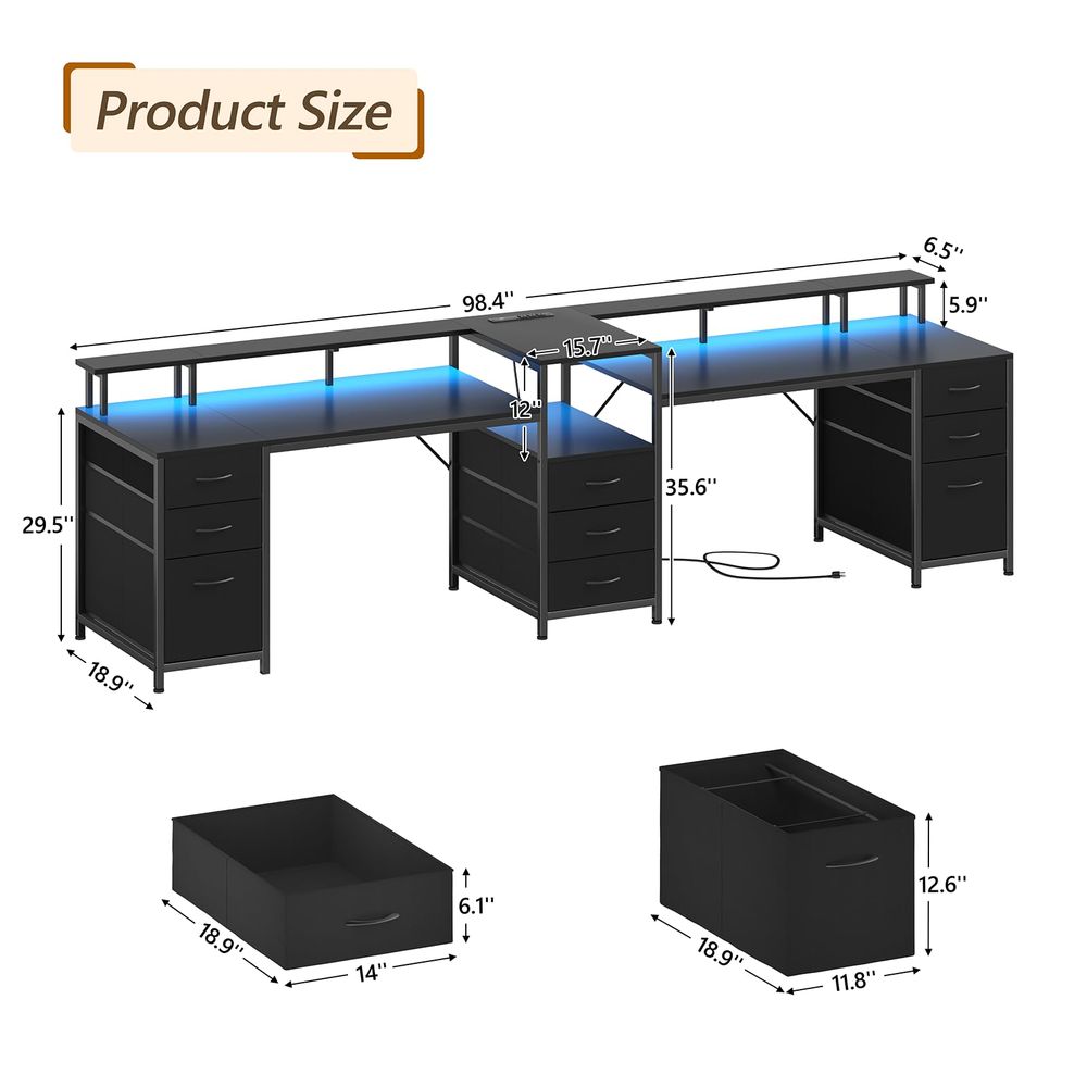 98.4 Long Computer Desk with 9 - Home Office With Two Desks incelemesi ve fiyatı