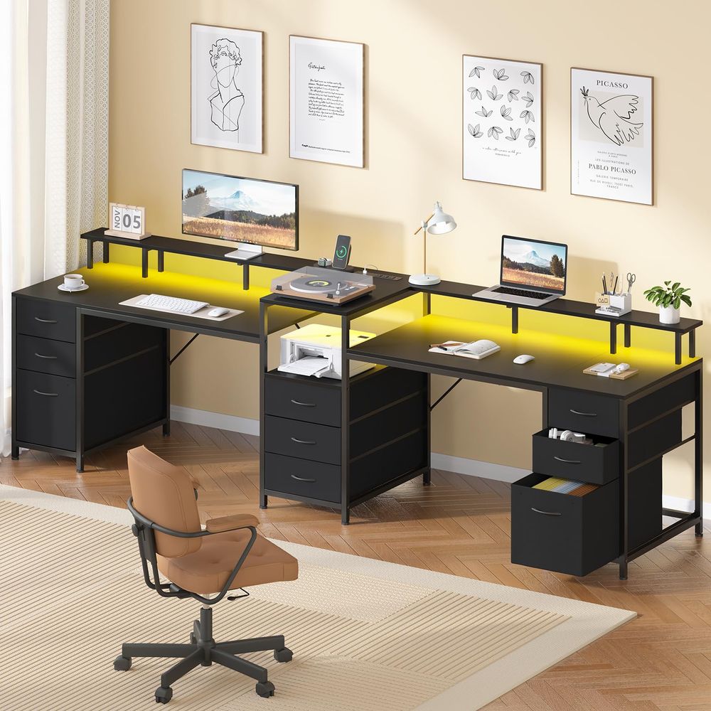 98.4 Long Computer Desk with 9 - Home Office With Two Desks incelemesi ve fiyatı