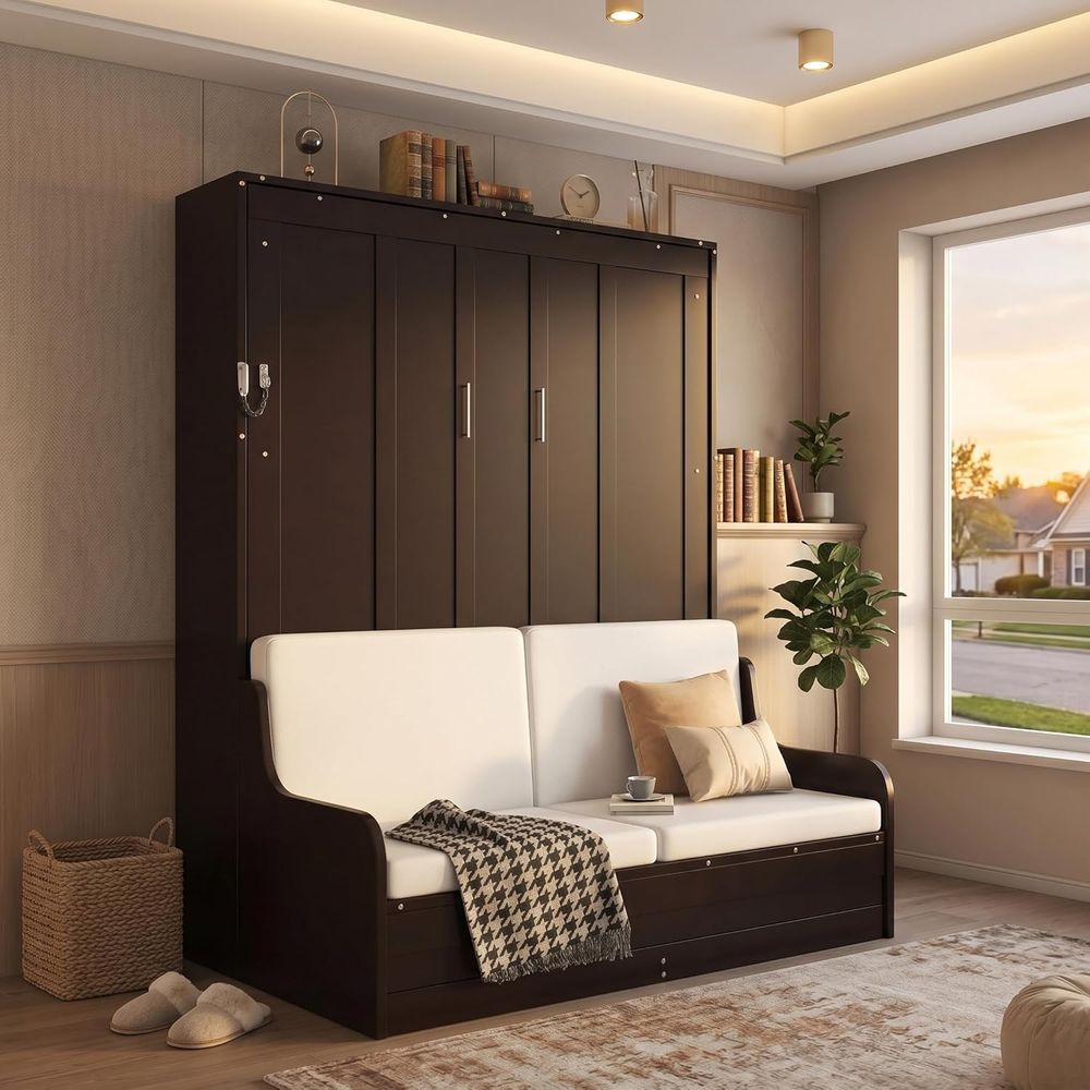 Queen Size Wooden Murphy Bed w - Home Office With Sofa incelemesi ve fiyatı