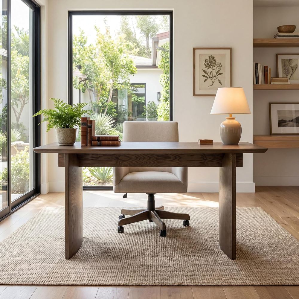 Spacious 55 Natural Walnut Min - Home Office With Two Desks incelemesi ve fiyatı